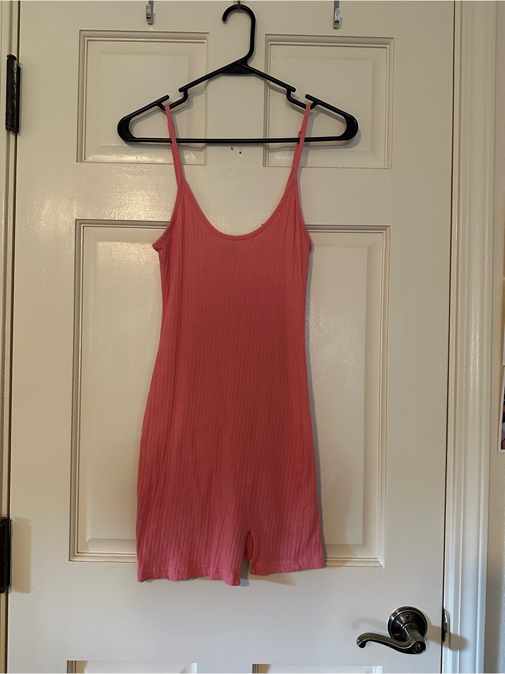 SHEIN Coral-Pink Ribbed Sleeveless Mini Romper